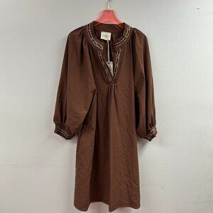 V-Neck Shift Dress with Sheer Trim Detail - WC5389